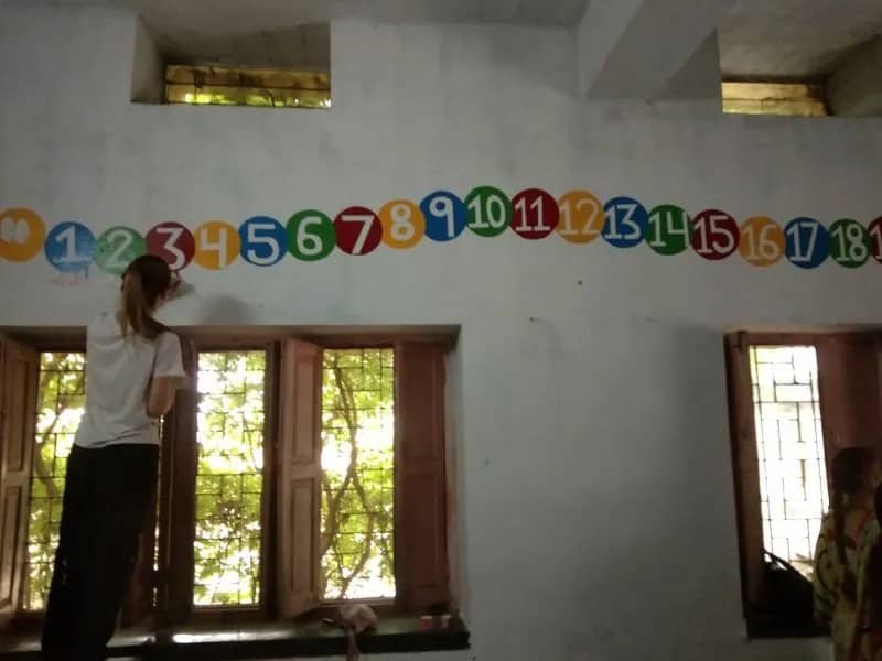 Freiwillige renovieren eine Schule, Goa/Indien